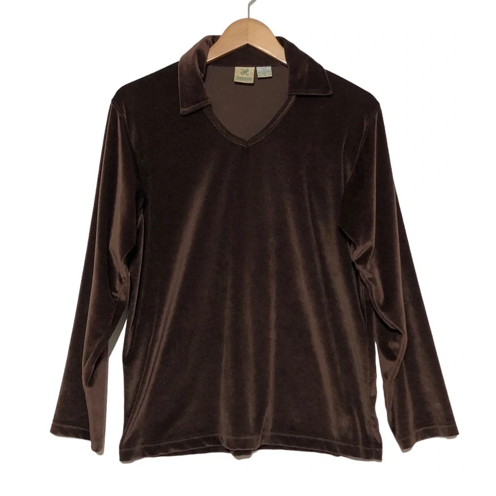 Vintage 70’s Velour Collared Shirt - Picture 1 of 9